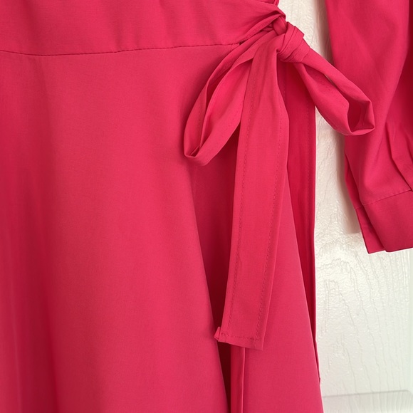 New Without Tag Barbie Pink Wrap Dress Long Sleeves Gold Buttoned Cuff Small - Picture 4 of 17
